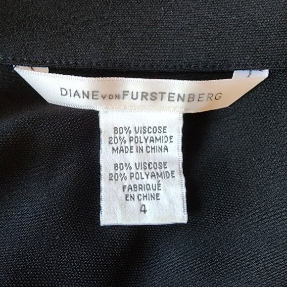 Diane Von Furstenberg Helena Dress Black V-neck Collared Wrap Dress Womens 4 - Picture 6 of 9